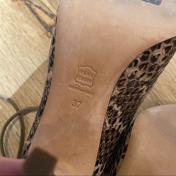 Alexa Wagner Snakeskin Open Back Ankle Strap Heels in Brown - Picture 6 of 8